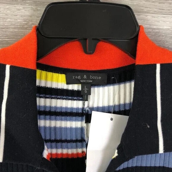 RAG & BONE Mason Striped Sleeveless Mini Dress In Navy Size Large - Picture 9 of 10